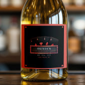 Poker Azen Rood & Zwart 21e Verjaardagsfeestje Sparkling Wijnetiket