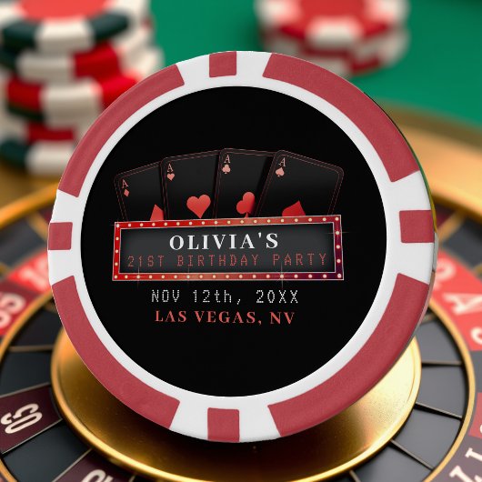 Poker Azen Rood & Zwart 21ste Verjaardagsfeestje Chips