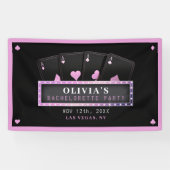 Poker Azen Roze & Zwart Bruidsfeest Spandoek (Horizontaal)