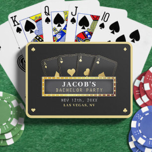 Poker Azen Zwart & Goud Bachelorfeest Pokerkaarten