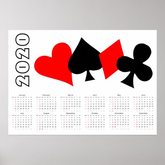 Poker Calendar 2020 Poster (Voorkant)