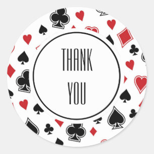 Poker Card Game Casino Hartelijk dank Ronde Sticker