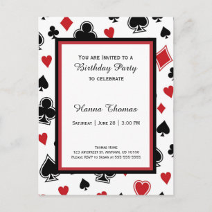 Poker Card Game Casino Theme Birthday Uitnodiging Briefkaart