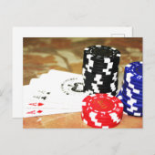 Poker Cards Aces Chips Gambling Casino Win Game Briefkaart (Voorkant / Achterkant)