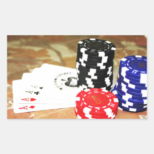 Poker Cards Aces Chips Gambling Casino Win Game Rechthoekige Sticker