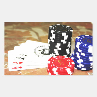 Poker Cards Aces Chips Gambling Casino Win Game Rechthoekige Sticker