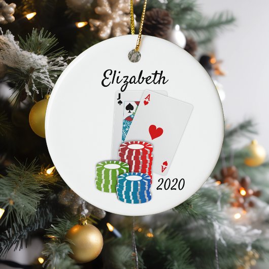 Poker Cards Casino Chips Gambling Keramisch Ornament