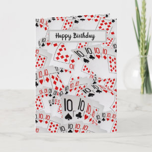 Poker Cards Number Tens Layered Birthday Kaart, Kaart