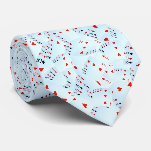 Poker Cards Number Threes Pattern Stropdas (Opgerold)