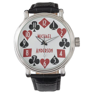 Poker Casino Gambler Card Suits Custom Name Horloge