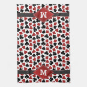 Poker Casino Suit Pattern Monogram Theedoek (Verticaal)