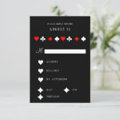 Poker Casino Suits Red en Black Vegas RSVP Kaartje (Staand voorkant)