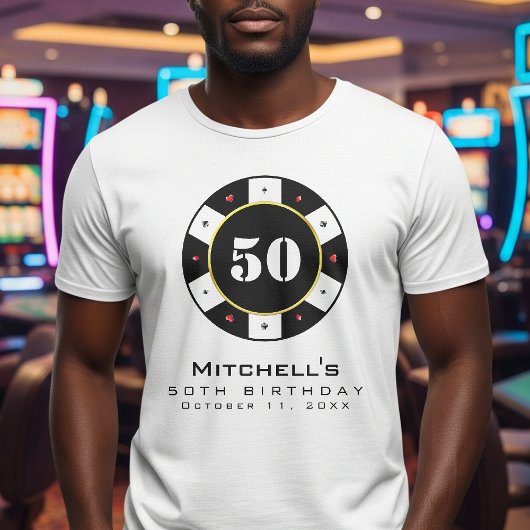 Poker Chip 50e Anniversaire jeu T-shirt blanc