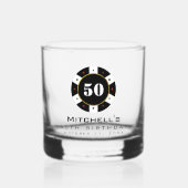 Poker Chip 50ste verjaardag Whisky Glas (Voorkant)