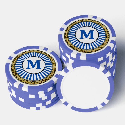 Poker Chip - Blauw - Gepersonaliseerd - Initiaal t (Opstapeling)