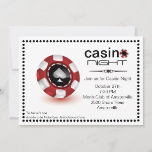 Poker Chip Casino Party Invitation Kaart