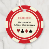 Poker Chip Casino Red van Witte Dag Bedankjes Labels (Achterkant)