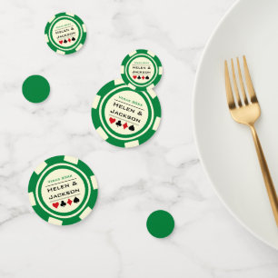 Poker Chip Groene Off-White Las Vegas Bruiloft Confetti
