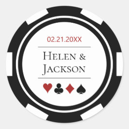 Poker Chip in zwart-wit Las Vegas bruiloft Ronde Sticker