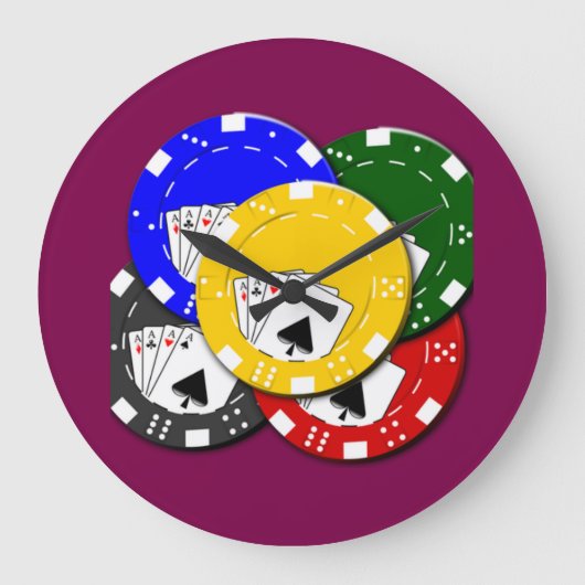 Poker Chip  Large Clock Grote Klok (Voorkant)