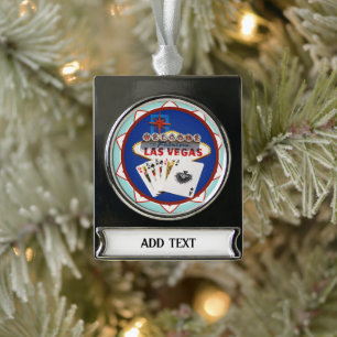 Poker Chip Las Vegas Verguld Banner Ornament