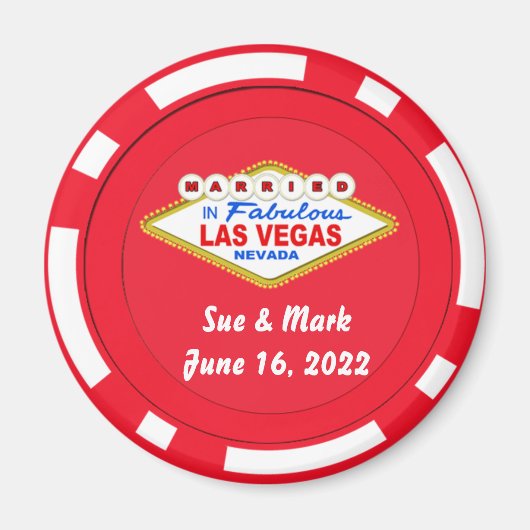 Poker Chip Magnet marié à Las Vegas 2022 (Devant)