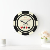 Poker Chip Man Cave Black and White Grote Klok (Huis)
