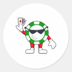 Poker chip met Poker cards Ronde Sticker