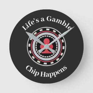 Poker Chip Ronde Klok