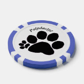 Poker Chip - Zwart Polydactyl Paw Print (Enkel)
