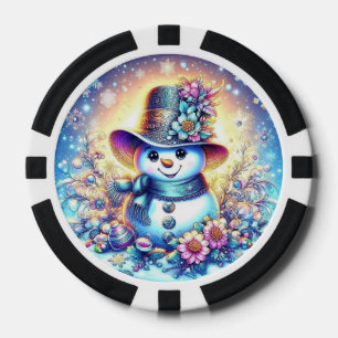 Poker Chips met Mrs. Snowman - Leuk Winter Design
