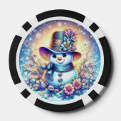 Poker Chips met Mrs. Snowman - Leuk Winter Design (Achterkant)