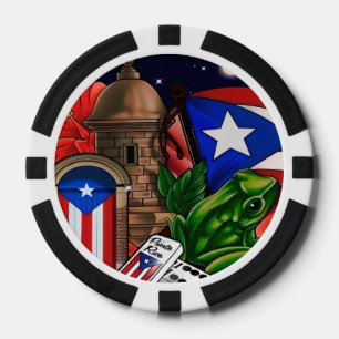 Poker Chips met Puerto Rico Symbolen