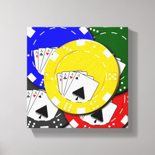 Poker Chips op Gespannen Canvasprint Canvas Afdruk