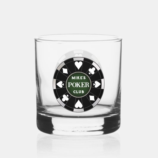 Poker Club Chip Whiskey Rocks Glas Drinkware (Voorkant)