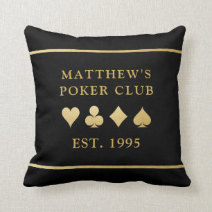 Poker Club Personal Game Room Gold Card-suites Kussen