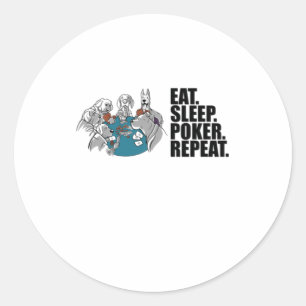 Poker - Eten. Slapen. Poker. Herhalen. Ronde Sticker