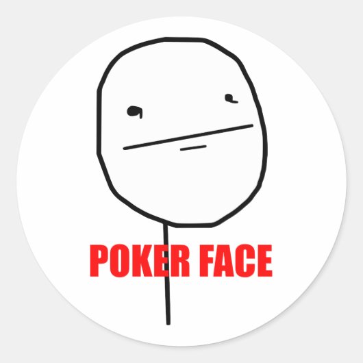 Poker Face Meme Ronde Sticker (Voorkant)