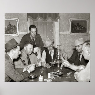 Poker Game, 1939. Oude foto Poster
