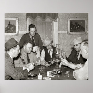 Poker Game, 1939. Oude foto Poster