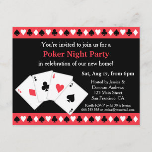 Poker Game Night Housewarming Feest Uitnodigingen