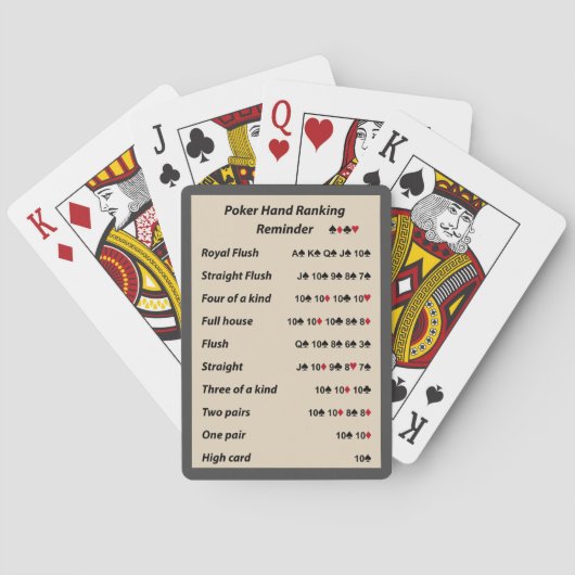 Poker Hand Ranging Reminder Tone 6 Pokerkaarten (Achterkant)