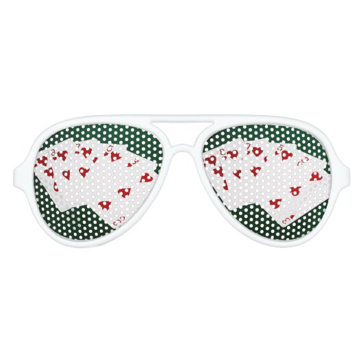 Poker Hands - Flush - Hearts Suit Aviator Zonnebril (Voorkant)