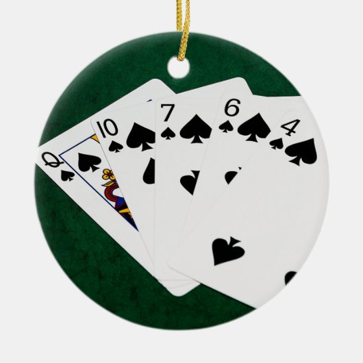 Poker Hands - Flush - Spades Suit Keramisch Ornament (Voorkant)