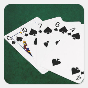 Poker Hands - Flush - Spades Suit Vierkante Sticker