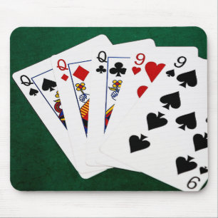 Poker Hands - Full House - Queen en Nine Muismat
