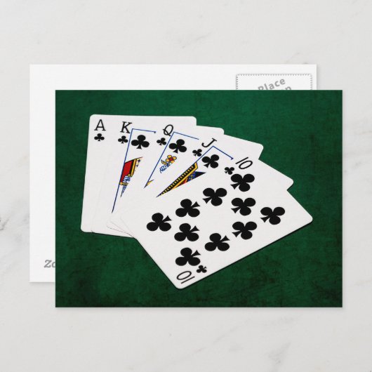 Poker Hands - Royal Flush - Clubs Suit Briefkaart (Voorkant / Achterkant)