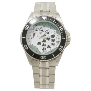Poker Hands - Royal Flush - Clubs Suit Horloge