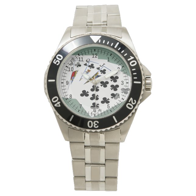 Poker Hands - Royal Flush - Clubs Suit Horloge (Voorkant)