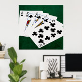 Poker Hands - Royal Flush - Clubs Suit Poster (Thuiskantoor)